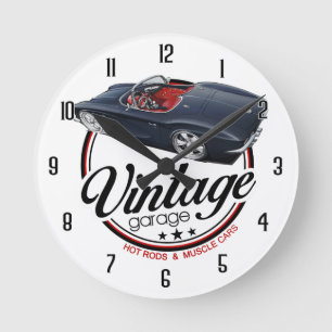 Horloge Ronde Vintage noir à chaud