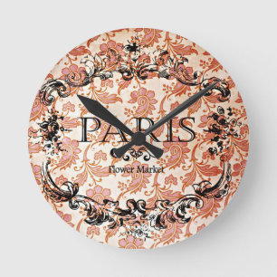Horloge Ronde Vintage Paris Damask