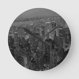 Horloge Ronde Vintage Style New York City Script