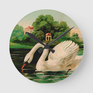 Horloge Ronde Vintage Swan in the Lake
