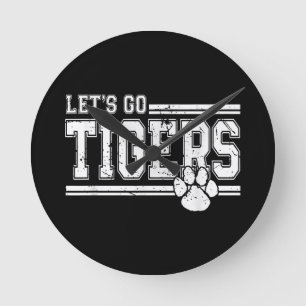 Horloge Ronde Vintage Tigers School Sports Nom Retro
