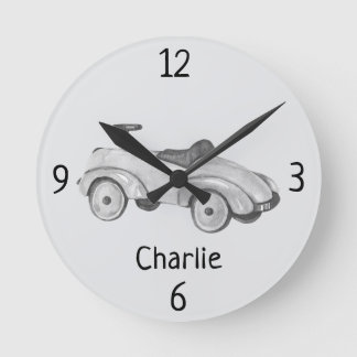 Horloge Ronde Vintage Toy Wooden Car 8-in Nursery