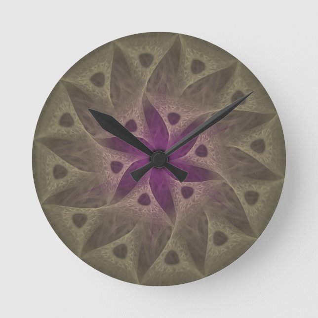 Horloge ronde violette de la paroi de fleurs sans  (Recto)