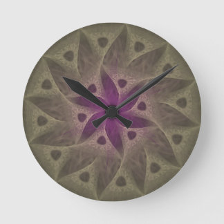 Horloge ronde violette de la paroi de fleurs sans 