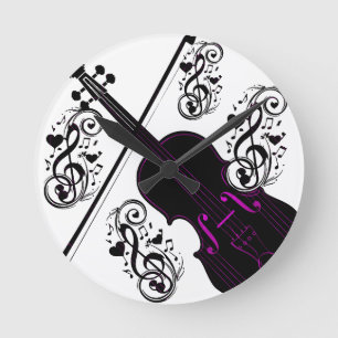 Horloge Ronde Violon, amour cinglé_