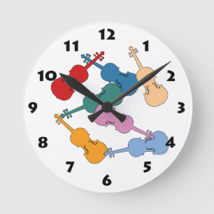 Horloge Ronde Violons Colorés