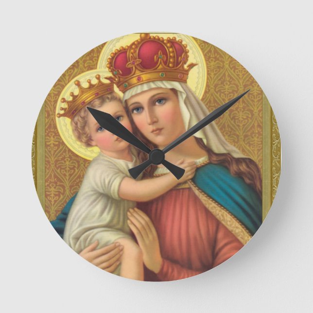 Horloge Ronde Virgin Mary W/Child Jesus Acrylic Wall Clock (Recto)