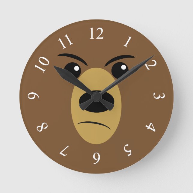 Horloge Ronde Visage grincheux d'ours (Recto)