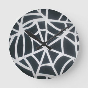 Horloge Ronde Vitesse Web Gothique Gras Designer Noir et Blanc 