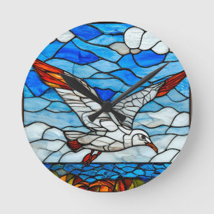 Horloge Ronde Vitre d'art de mouette