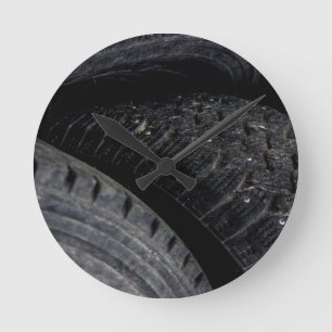 Horloge Ronde Voiture automobile vieux pneus Black Road voyages
