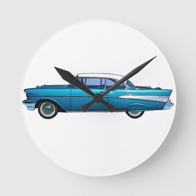 Horloge Ronde Voiture classique Chevy 1957 BelAire (Recto)