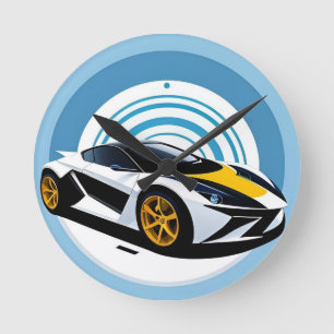 Horloge Ronde Voiture de course au design dynamique