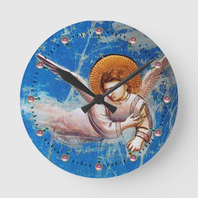 HORLOGE RONDE VOL D'ANGE DE NOËL DANS LE CIEL BLEU (Recto)