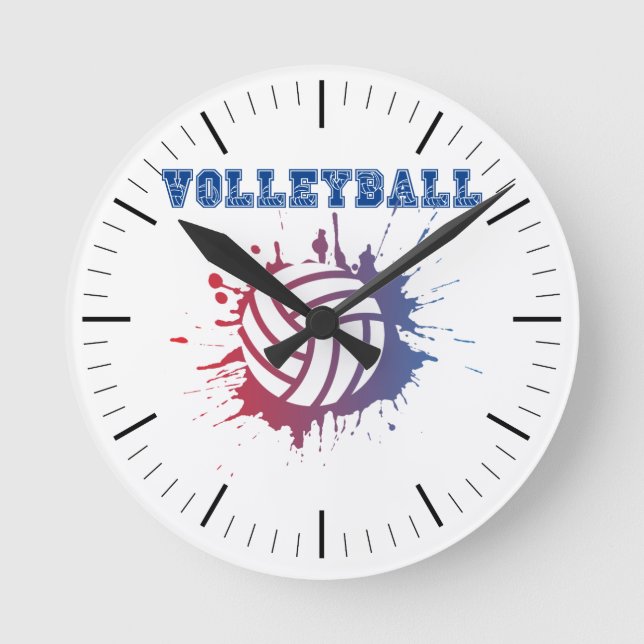 Horloge Ronde Volleyball Thématique 20,3 cm Arrondi Acrylique Ho (Recto)