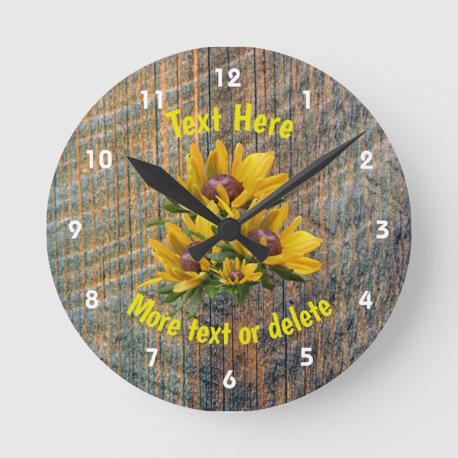 Horloge Ronde Votre Fleur de marguerite de texte personnalisée (Recto)