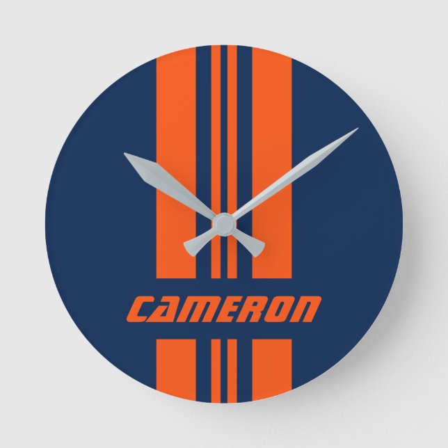 Horloge Ronde Votre nom Couleurs entièrement personnalisées Coul (Recto)