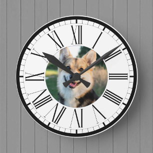 Horloge Ronde Votre photo de chien ou de chat sur un objet perso