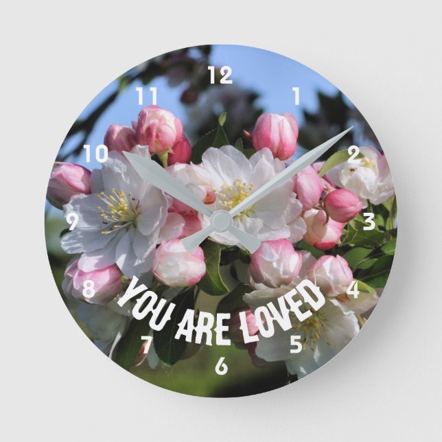 Horloge Ronde Vous Êtes Aimé Printemps Blossoms Inspirationnel (Recto)