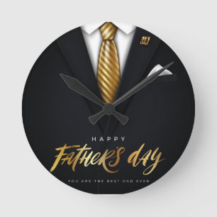 Horloge Ronde Vous êtes le meilleur papa jamais Black Gold Fête