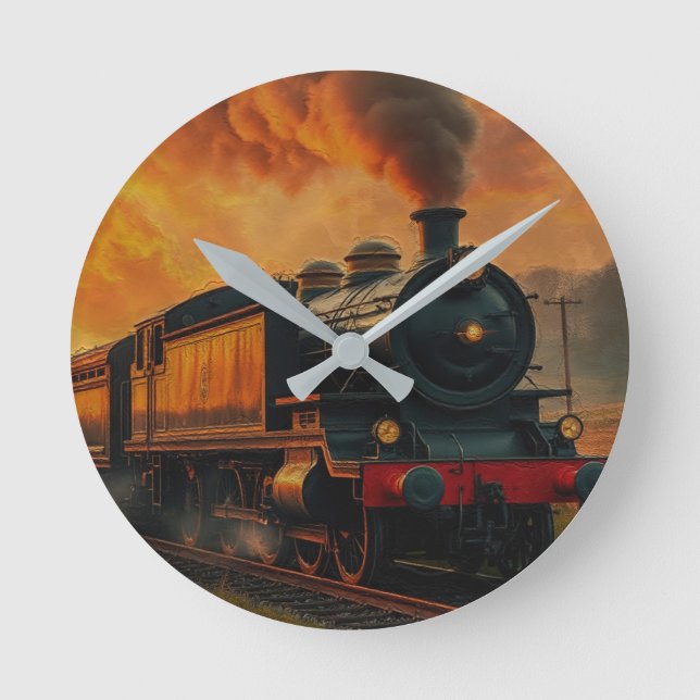 Horloge Ronde Voyage en train victorien - Steampunk Steam Train (Recto)
