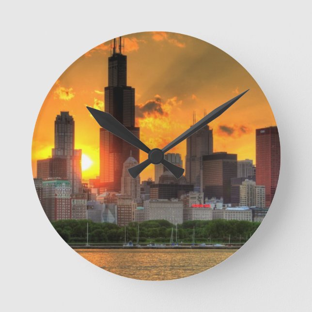Horloge Ronde Vue de l'horizon de Chicago d'Adler (Recto)