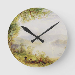 Horloge Ronde Vue sur le fleuve Hudson, c.1840-45 (huile sur le