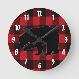 Horloge Ronde Wall Clock Red Buffalo Plaid