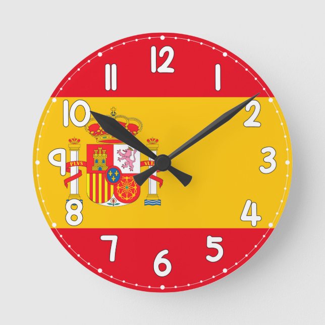 Horloge Ronde Wall Clock with the Spanish Flag - Flag of Spain (Recto)