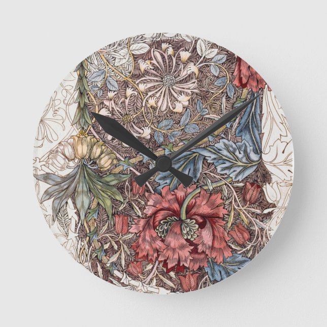 HORLOGE RONDE WALLCLOCK : WILLIAM MORRIS : HONEYSUCKLE + TULIP (Recto)