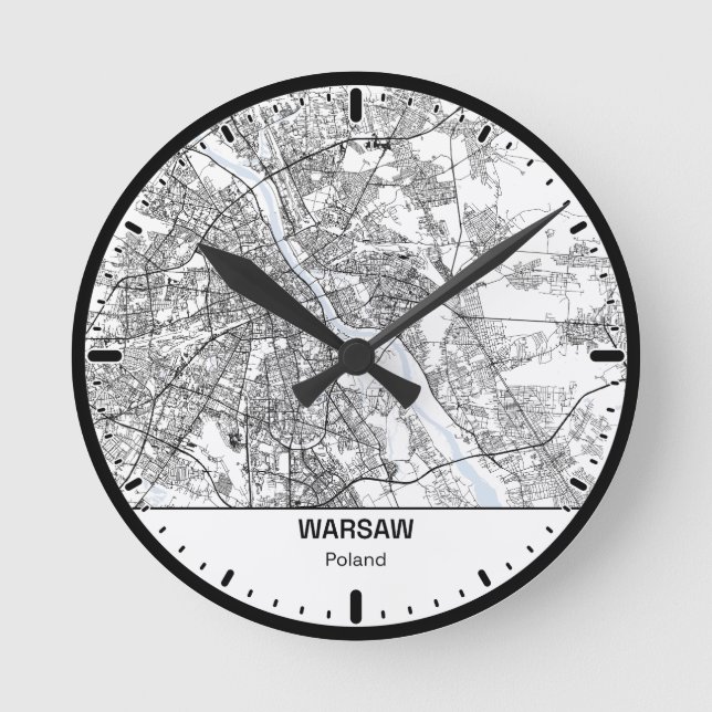Horloge Ronde Warsaw Clock City Line Art (Recto)