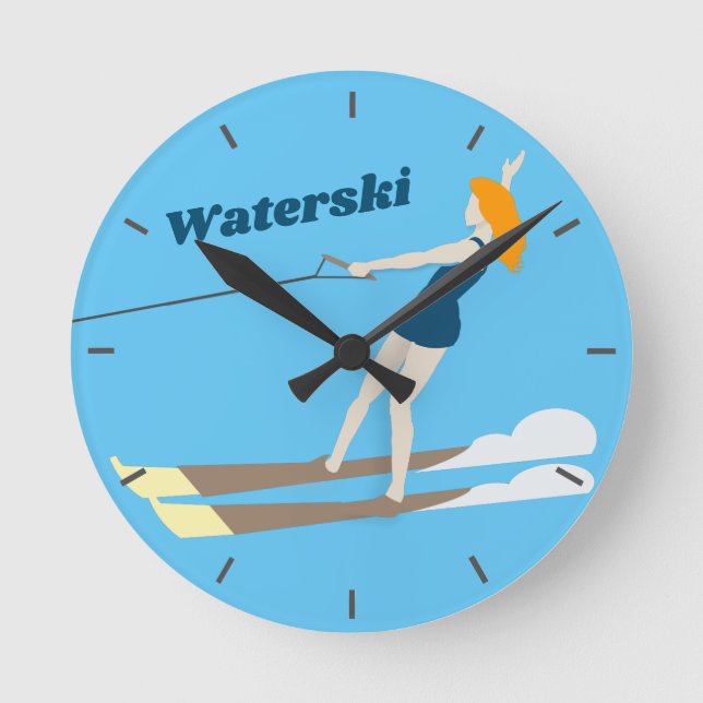 Horloge Ronde Waterski de style Vintage (Recto)