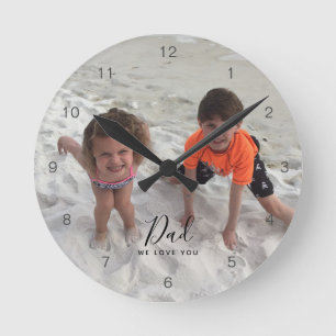 Horloge Ronde We Love You Dad Kids Photo Fathers Day