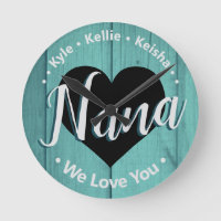 We Love You Nana Grandkid Names Acrylic Wall Clock