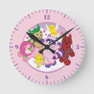 Horloge Ronde Webkinz Animaux sur un Arrière - plan de Cloud de 