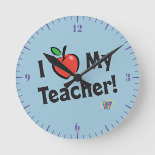 Horloge Ronde Webkinz : J'Aime Mon Professeur !