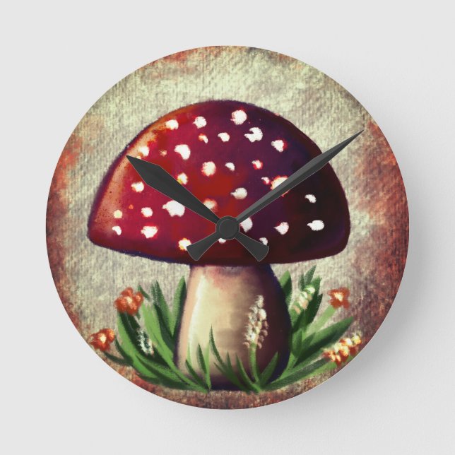 Horloge Ronde Whimsical Mushroom & Fungi Motif – Nature-Inspired (Recto)