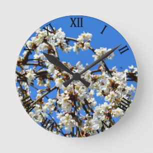 Horloge Ronde White flowering spring blossom, cherry tree