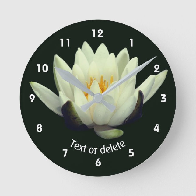 Horloge Ronde White Lotus Lily Flower Personalized (Recto)
