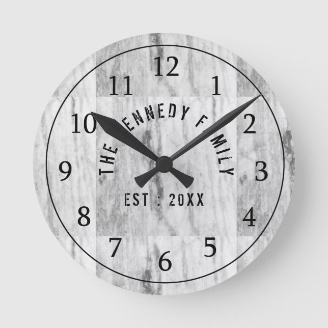 Horloge Ronde White Marble Family (Recto)