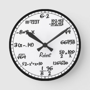 Horloge Ronde White Math Equations Custom Large Clock