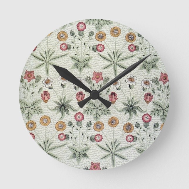 Horloge Ronde William Morris Daisy Floral Fond d'écran Motif (Recto)