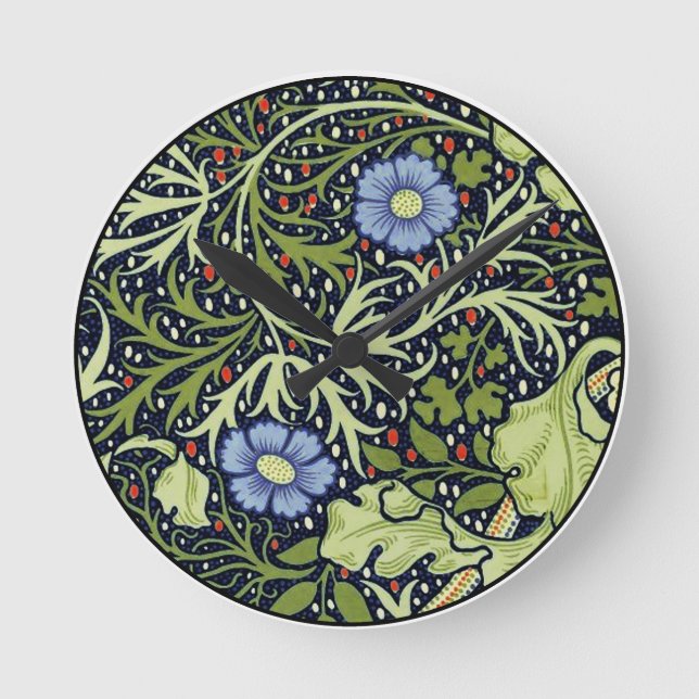 Horloge Ronde William Morris Fleur d'antiquité aux algues marine (Recto)