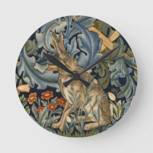 Horloge Ronde William Morris Forest Rabbit Floral Art Nouveau