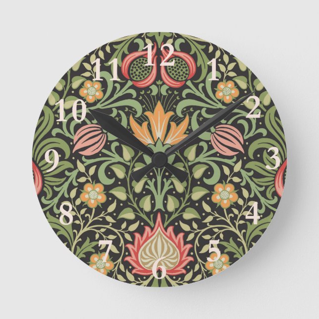 Horloge Ronde William Morris Persian Floral Antique (Recto)