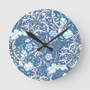 Horloge Ronde William Morris Seaweed Blue