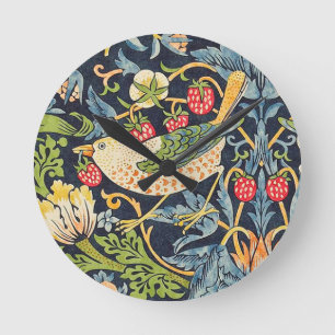 Horloge Ronde William Morris Strawberry Thief Floral Pattern