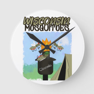 Horloge Ronde Wisconsin Mosquitoes Cartoon