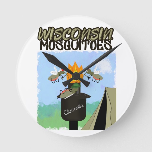 Horloge Ronde Wisconsin Mosquitoes Cartoon (Recto)