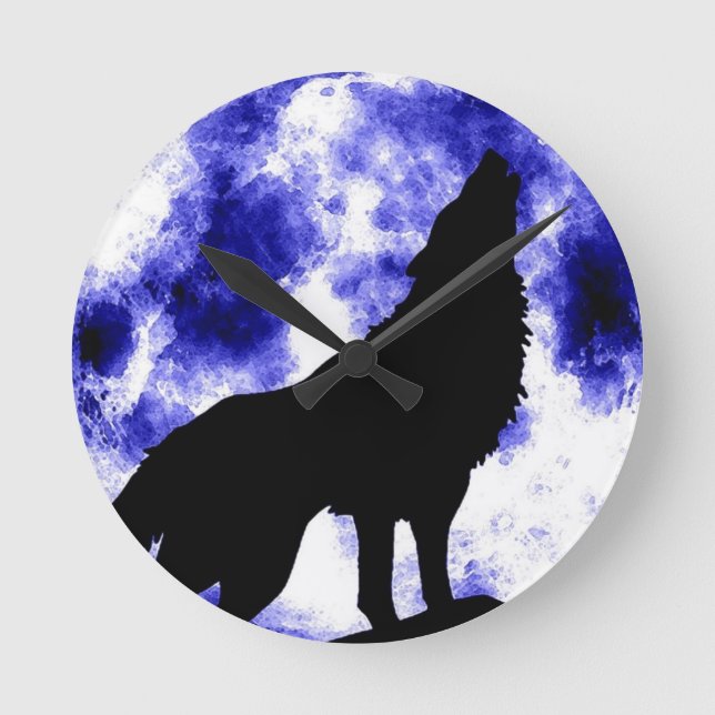 Horloge Ronde Wolf Howling à Moon (Recto)